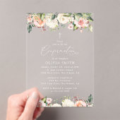 Pink Flowers, White Flowers, Floral Confirmation Acryl Uitnodigingen (Insitu (Draagbaar))