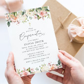 Pink Flowers, White Flowers, Floral Confirmation Kaart