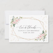 Pink Flowers, White Flowers, Greenery, Birthday Bedankkaart (Voorkant)