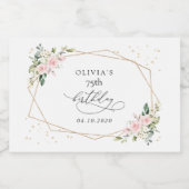 Pink Flowers, White Flowers, Greenery, Birthday Sparkling Wijnetiket (Enkel label)