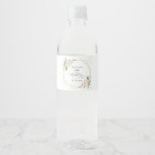 Pink Flowers, White Flowers, Greenery, Birthday Waterfles Etiket (Voorkant)
