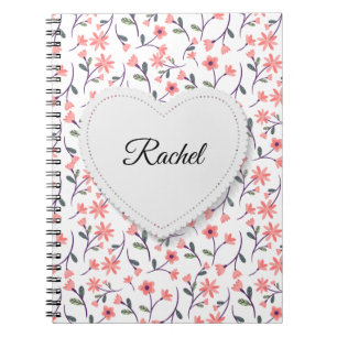 Pink Flowers White Heart Gift Journal Book Notitieboek