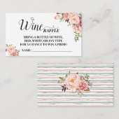 Pink Flowers Wine Raffle Ticket Vrijgezellenfeest  (Voorkant / Achterkant)