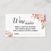 Pink Flowers Wine Raffle Ticket Vrijgezellenfeest  (Voorkant)