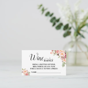 Pink Flowers Wine Raffle Ticket Vrijgezellenfeest