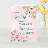 Pink Flowers Zuster in Law Happy Moederdag Kaart (Gele Bloem)