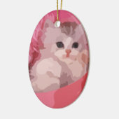 pink fluffy kitten keramisch ornament (Links)