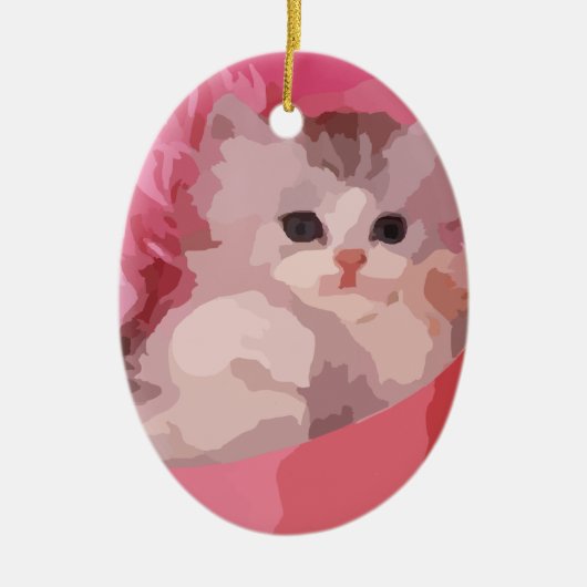 pink fluffy kitten keramisch ornament (Voorkant)