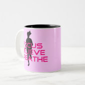 Pink Focus Believe Breathe Tweekleurige Koffiemok (Voorkant links)