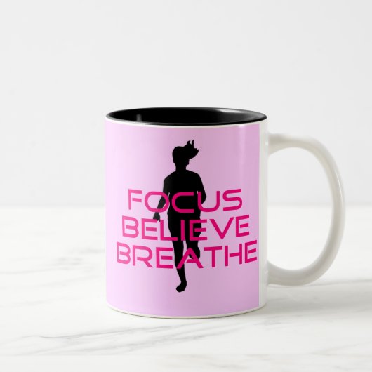 Pink Focus Believe Breathe Tweekleurige Koffiemok (Rechts)