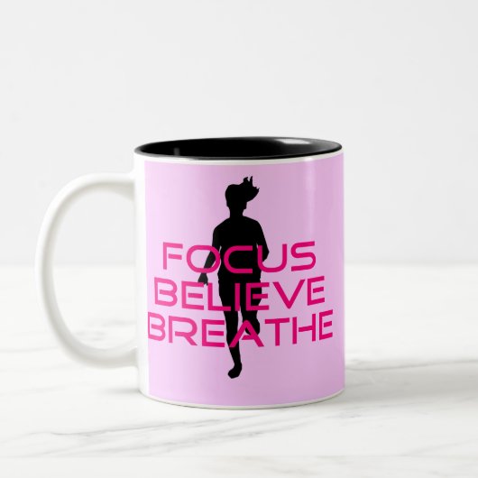 Pink Focus Believe Breathe Tweekleurige Koffiemok (Links)