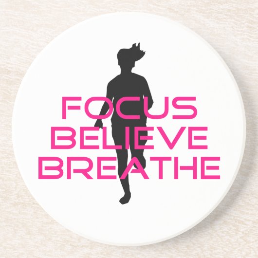 Pink Focus Believe Breathe Zandsteen Onderzetter (Voorkant)