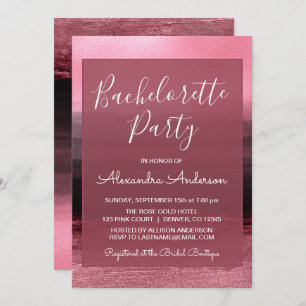 Pink Foil Girly Paint Strokes Bachelorette Party Kaart