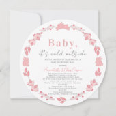Pink Folk Art Baby Het is koud Baby shower per pos Kaart (Voorkant)