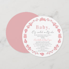 Pink Folk Art Baby Het is koud Baby shower per pos Kaart