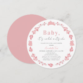 Pink Folk Art Baby Het is koud buiten Baby shower Kaart