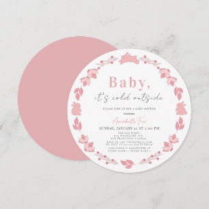 Pink Folk Art Baby Het is koud buiten Baby shower Kaart