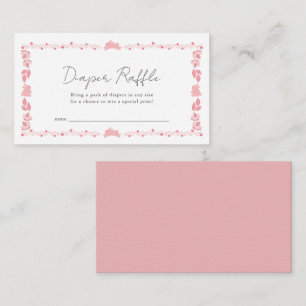 Pink Folk Art Bunny Diaper Raffle Ticket Informatiekaartje