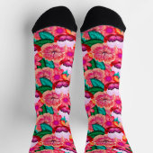 Pink Folkart Summer Bloom Flowers Sokken (Top)