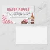 Pink Football Baby Shower Diaper Raffle Informatiekaartje (Voorkant / Achterkant)