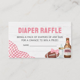 Pink Football Baby Shower Diaper Raffle Informatiekaartje