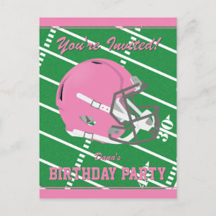 Pink Football Party Invitation Briefkaart - Bewerk