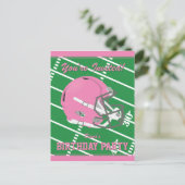 Pink Football Party Invitation Briefkaart - Bewerk (Staand voorkant)