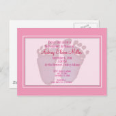 Pink Footprint Baby shower Uitnodiging (Voorkant / Achterkant)