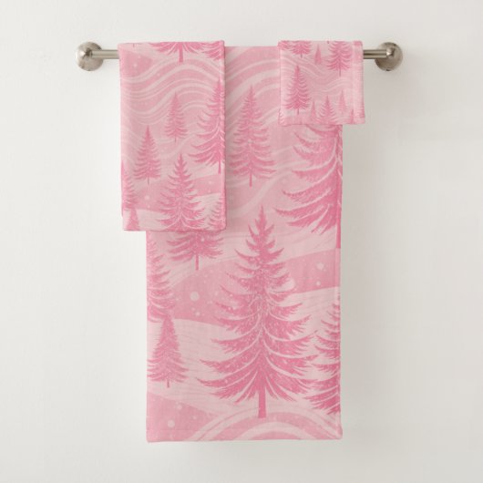 Pink Forest Christmas Bad Handdoek (Insitu)