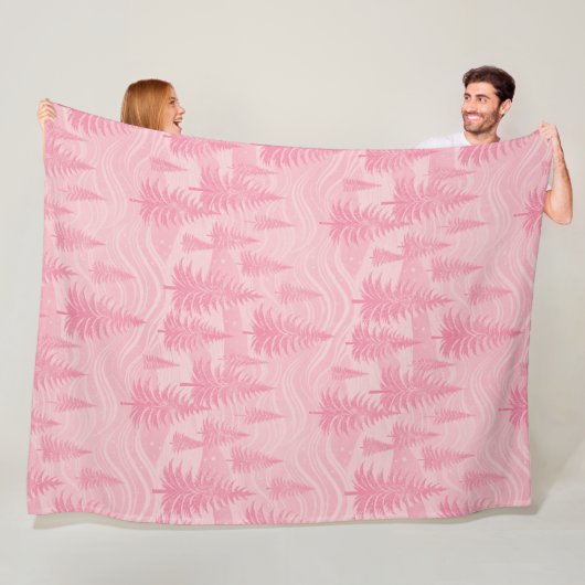 Pink Forest Christmas Fleece Deken (In situ)