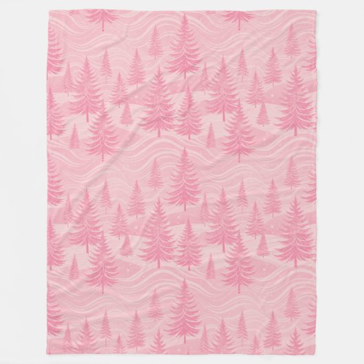 Pink Forest Christmas Fleece Deken (Voorkant)