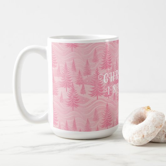 Pink Forest Christmas Koffiemok (Met donut)