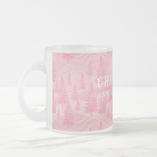 Pink Forest Christmas Matglas Koffiemok (Links)