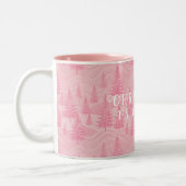 Pink Forest Christmas Tweekleurige Koffiemok (Links)