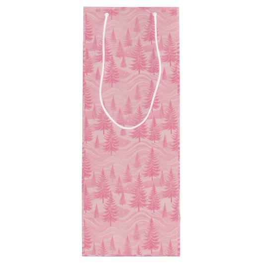 Pink Forest Christmas Wijn Cadeautas (Achterkant)