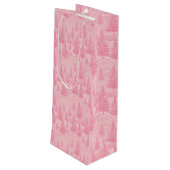 Pink Forest Christmas Wijn Cadeautas (Achterkant Gekanteld)