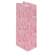 Pink Forest Christmas Wijn Cadeautas (Voorkant Gekanteld)