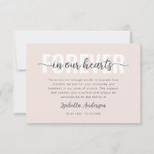 Pink Forever in Our Hearts Sympathy Begrafenis Bedankkaart (Voorkant)