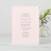 Pink Formal Wedding Invitation Divorced Ouders Kaart (Staand voorkant)