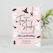 Pink Four-ever spooky, 2e verjaardag Halloween Kaart (Staand voorkant)