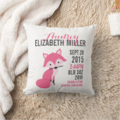 Pink Fox Birth Announcement Nursery Pillow Kussen (Deken)