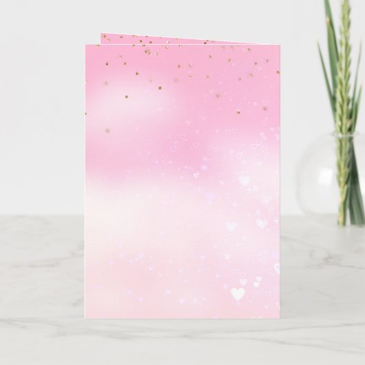 Pink Fox Bunny Love Glitter Sweetheart Christmas Kaart (Achterkant)