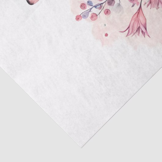 Pink Fox Floral Waterverf Art Tissuepapier (Detail)