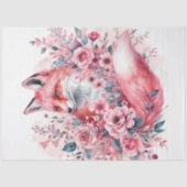 Pink Fox Floral Waterverf Art Tissuepapier (Voorkant)