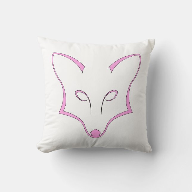 Pink Fox Logo Throw Pillow Kussen (Voorkant)