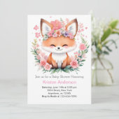 Pink Fox Meadow Zalig Boho Meisje Baby shower Kaart (Staand voorkant)