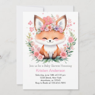 Pink Fox Meadow Zalig Boho Meisje Baby shower Kaart