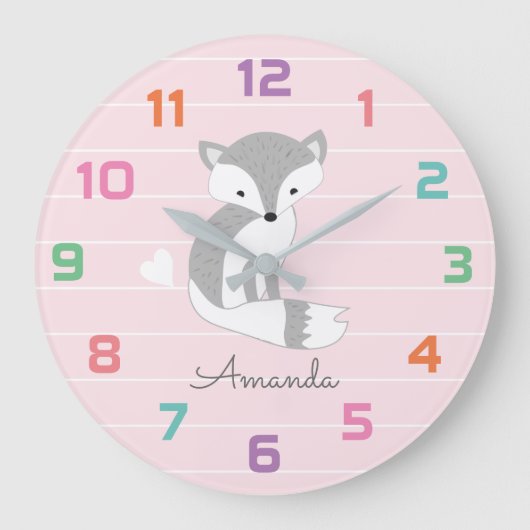 Pink Fox Nursery Decor Wall klok (Voorkant)