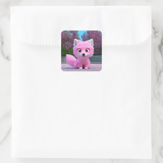 Pink Fox Vierkante Sticker (Tas)