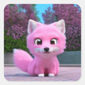Pink Fox Vierkante Sticker (Voorkant)